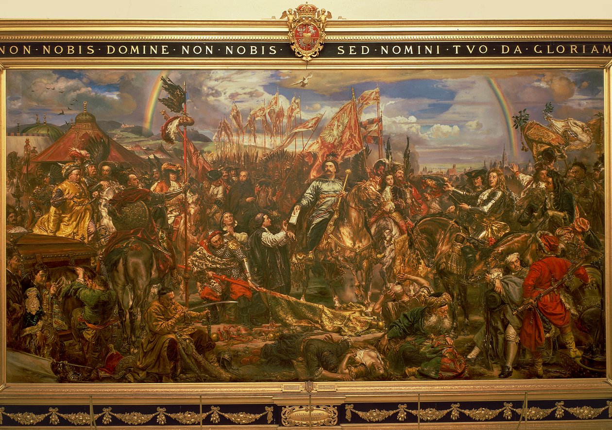 Jan Matejko vagy Jan Mateyko (1838-1893) festménye, amely Jan III Sobienskit ábrázolja, aki felszabadítja Bécset és a pápának küldi a győzelmet. alkotó: Jan Matejko