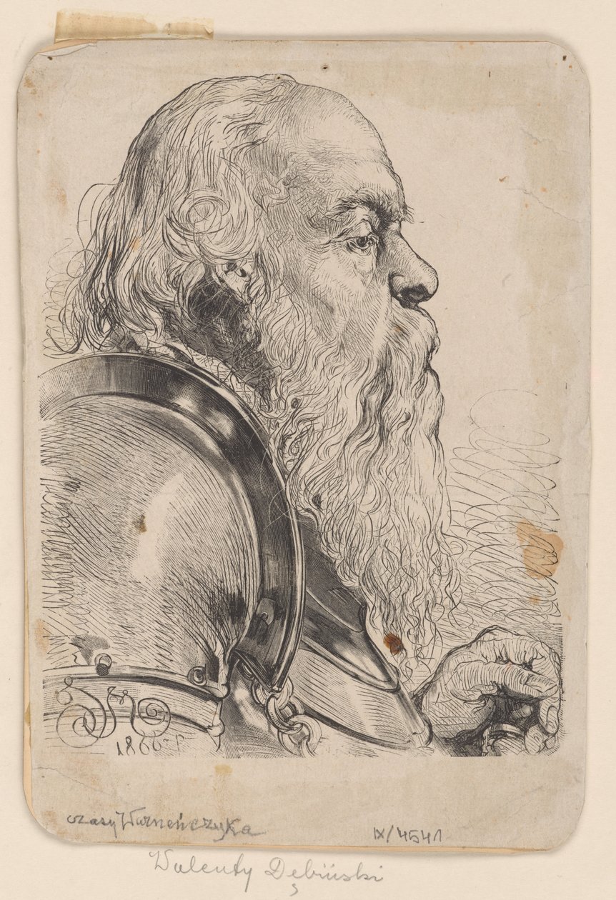 Walent Dębiński mellszobra – Jan Matejka rajza alapján készült fametszet alkotó: Jan Matejko