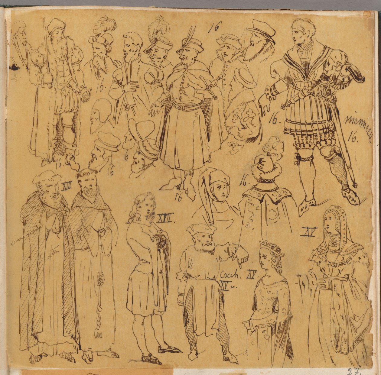 Skarbczyk. Verschiedene Personen in Kleidern aus dem XIII., XV. und XVI. Jahrhundert alkotó: Jan Matejko