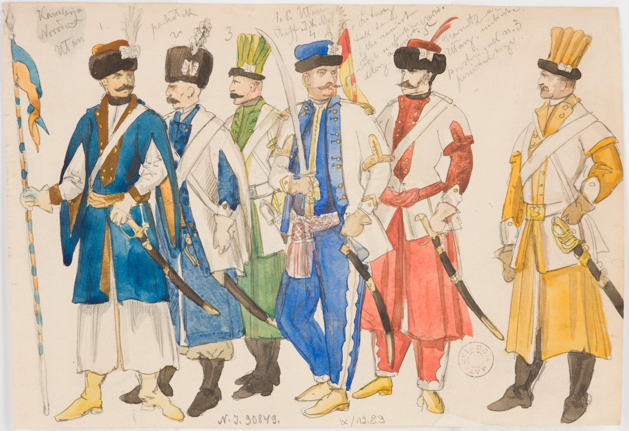 Jelmeztervek – Férfi alakok sorozata katonai egyenruhában alkotó: Jan Matejko