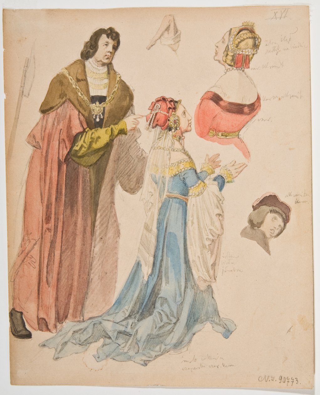 Studien von Figuren aus den Altarbildern von Hans Süß von Kulmbach alkotó: Jan Matejko