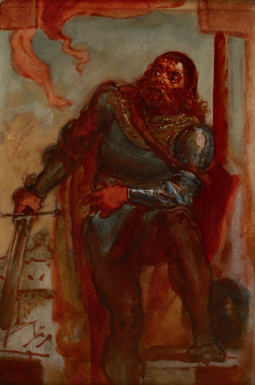 Vázlat a „Wacław Wilczek a morvaországi trzebicei bencés kolostor védelmében 1468-ban, Mátyás király ellen” című festményhez alkotó: Jan Matejko