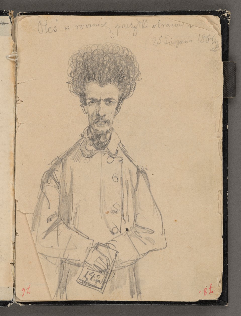 Jan Matejko vázlatfüzete az 1861-1863-as évekből. Egyoldalas rajz. Hátoldal: Aleksander Gryglewski (¾ alak). alkotó: Jan Matejko