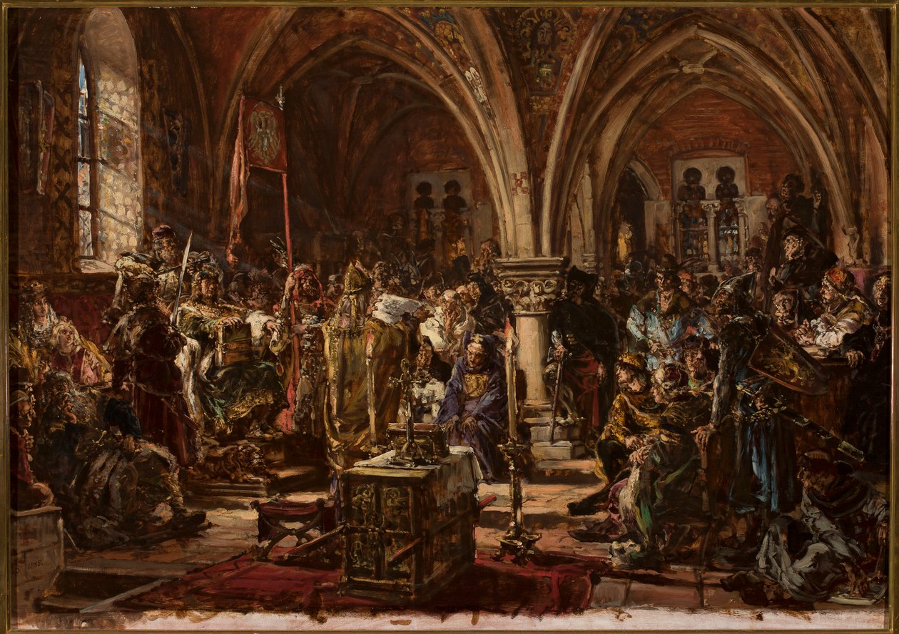 Az első Sejm Łęczycában. A jogok rögzítése, a rablások visszaszorítása. R.P. 1182 alkotó: Jan Matejko