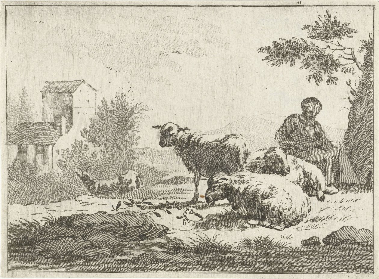 Pásztorlány birkacsordával alkotó: Jan Matthias Cok