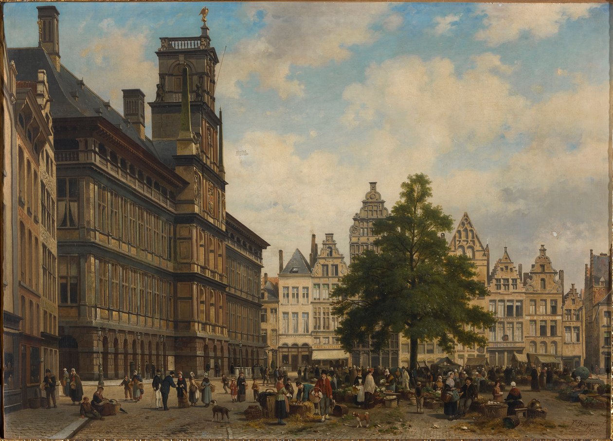 A Grote Markt a szabadságfával, 1875. alkotó: Jan Michiel Ruyten