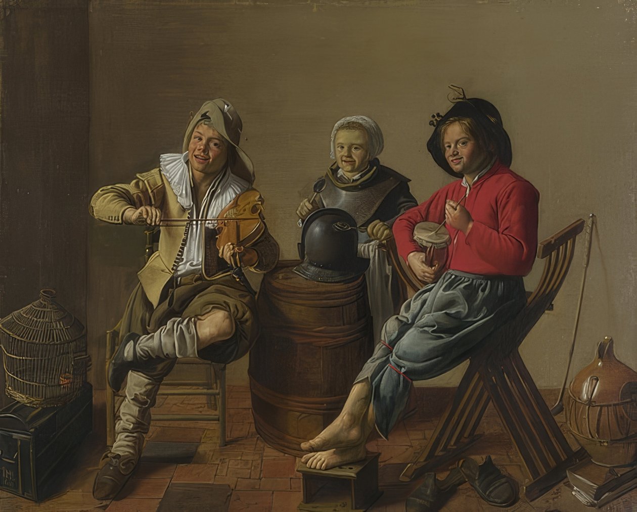 Két fiú és egy lány zenélnek. 1629 alkotó: Jan Miense Molenaer