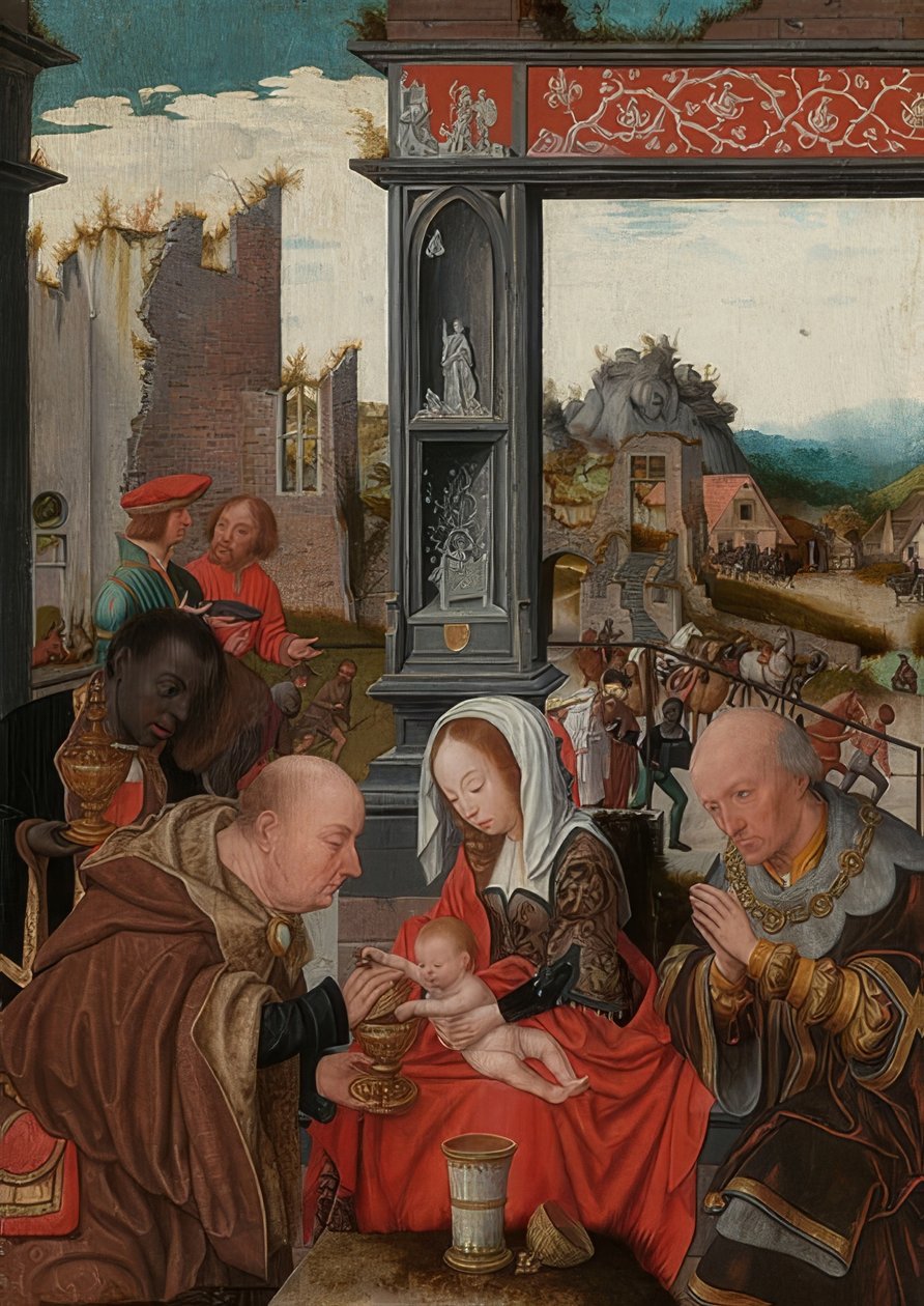A mágusok imádása. 1520-25 körül alkotó: Jan Mostaert