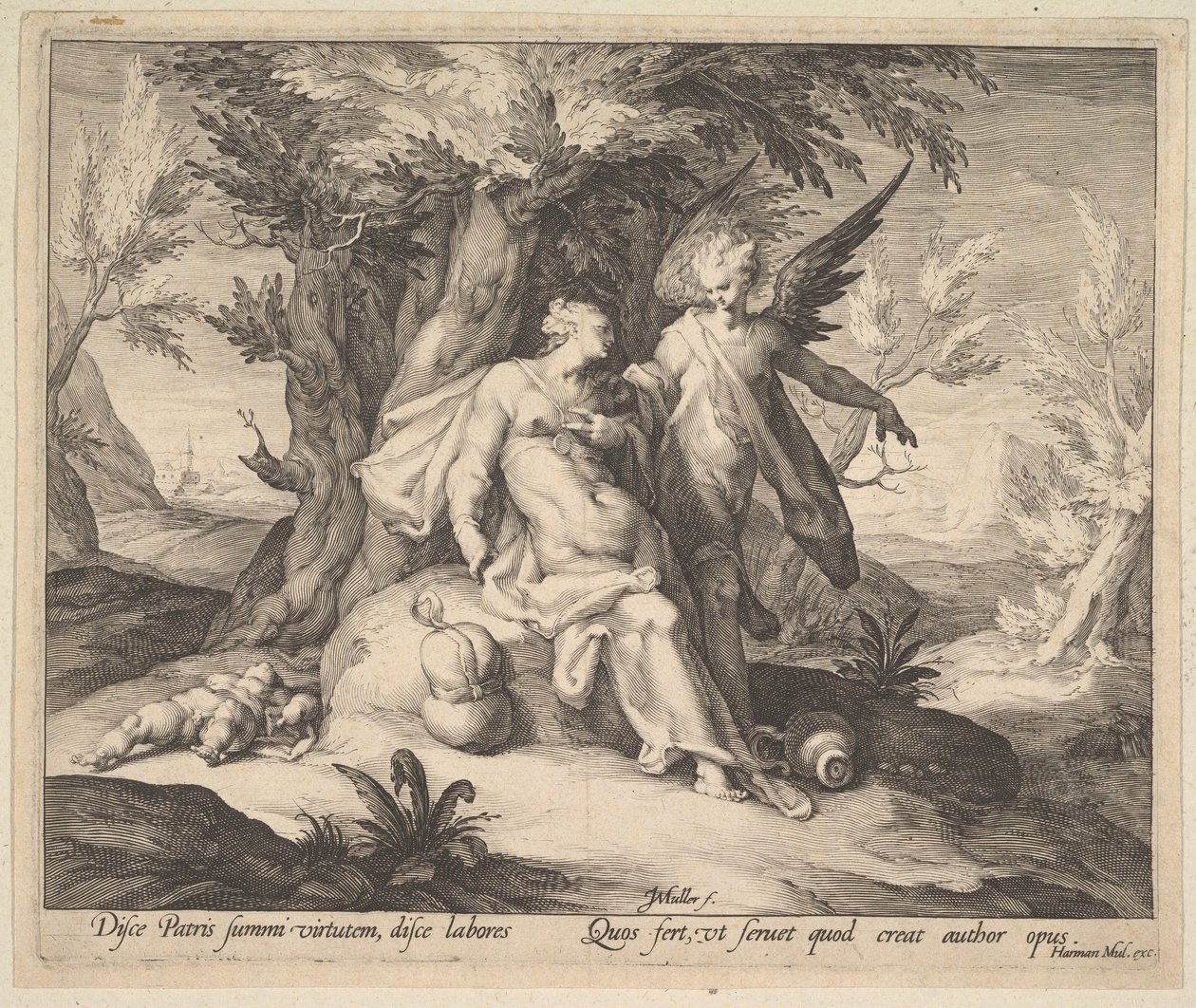 Hágár a sivatagban Egy angyal vigasztalása, kb. 1609. alkotó: Jan Muller