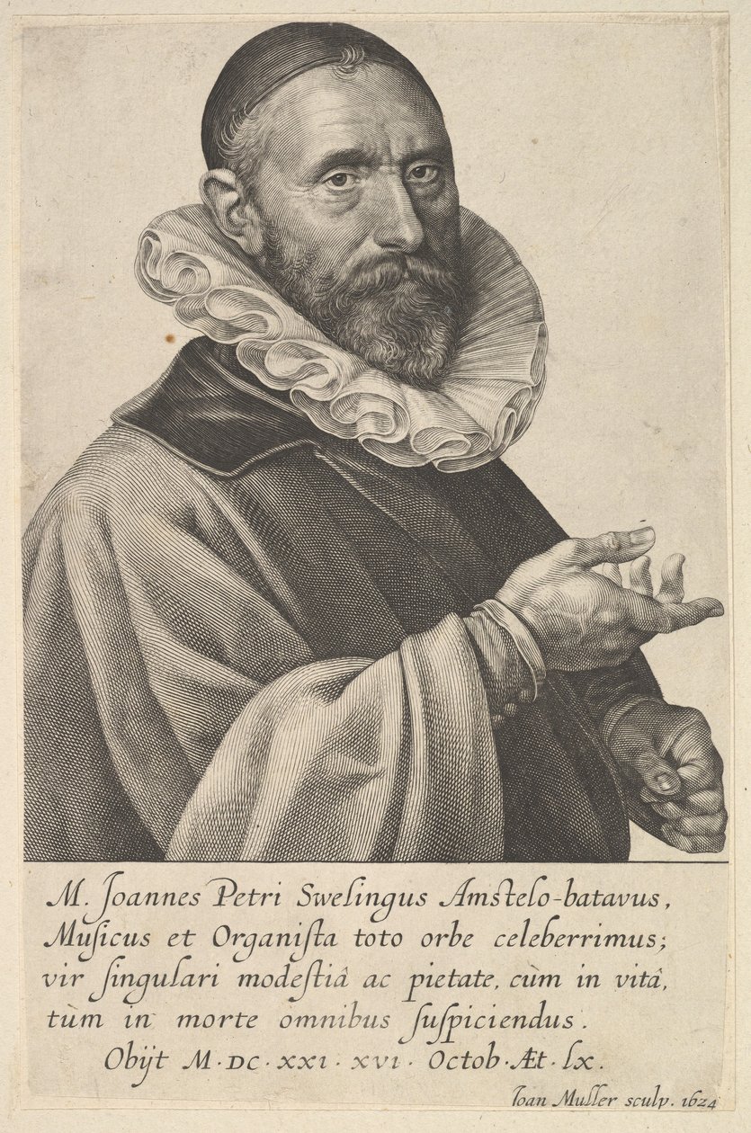 Jan Pietersz Sweelinck orgonista és zenész portréja Amszterdamban, 1624. alkotó: Jan Muller