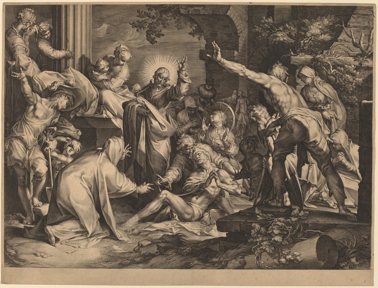 Lázár feltámasztása alkotó: Jan Muller after Abraham Bloemaert