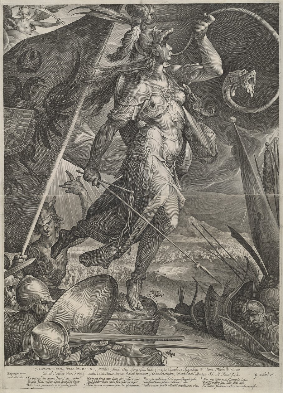 Bellona a birodalmi seregeket vezeti a törökök ellen alkotó: Jan Muller after Bartholomaeus Spranger