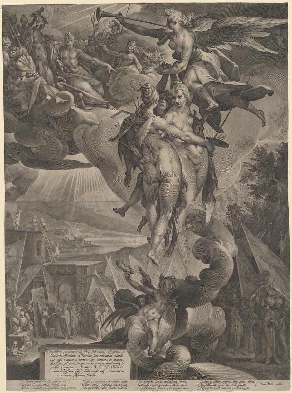 A művészetek apoteózisa alkotó: Jan Muller, after Bartholomaeus Spranger
