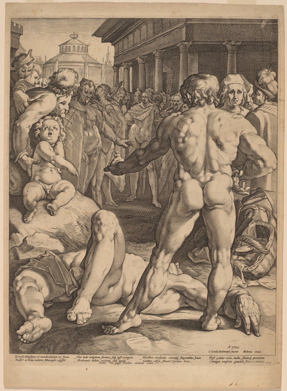 Ulysses és Irus harca alkotó: Jan Muller, after Cornelis Cornelisz van Haarlem