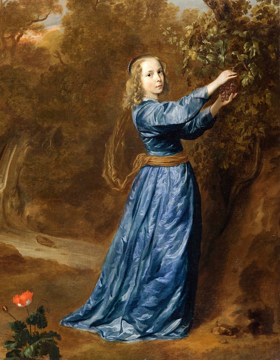 ""Szőlőt szedő lány portréja"" (Szőlőt szedő lány portréja) Jan (Johan, Johannes) Mytens (Mijtens) festménye (kb. 1614-1670), - Olaj, vászon Mérete 50,2x40,5 cm Foundation Custodia alkotó: Jan Mytens