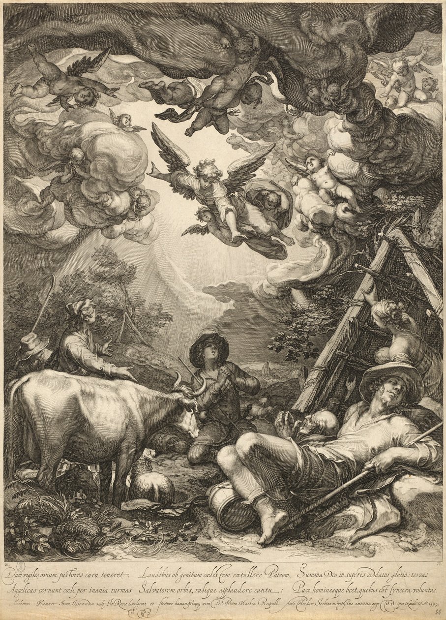 Angyali üdvözlet a pásztoroknak alkotó: Jan Pietersz Saenredam, after Abraham Bloemaert