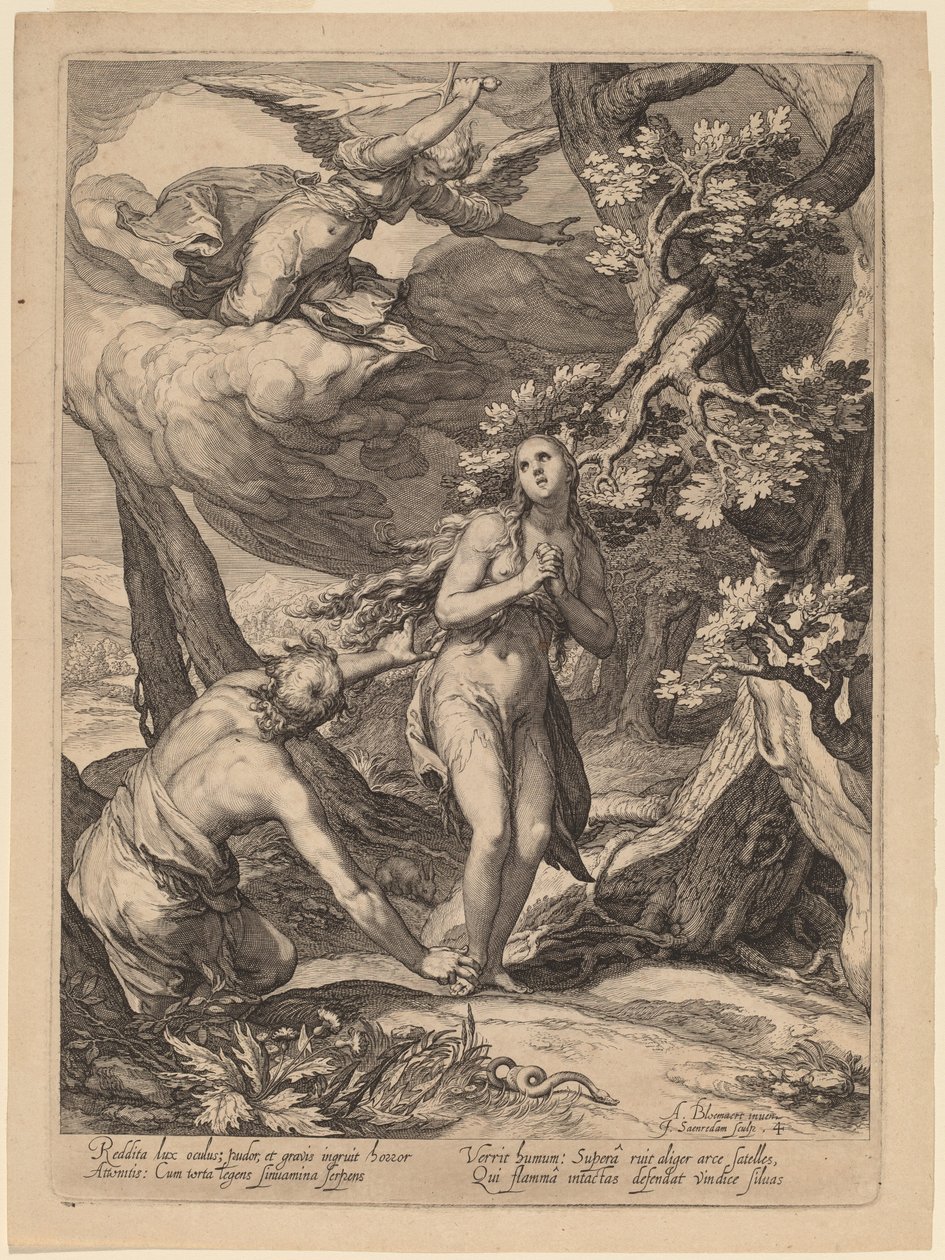 Kiűzetés az Édenből alkotó: Jan Pietersz Saenredam after Abraham Bloemaert