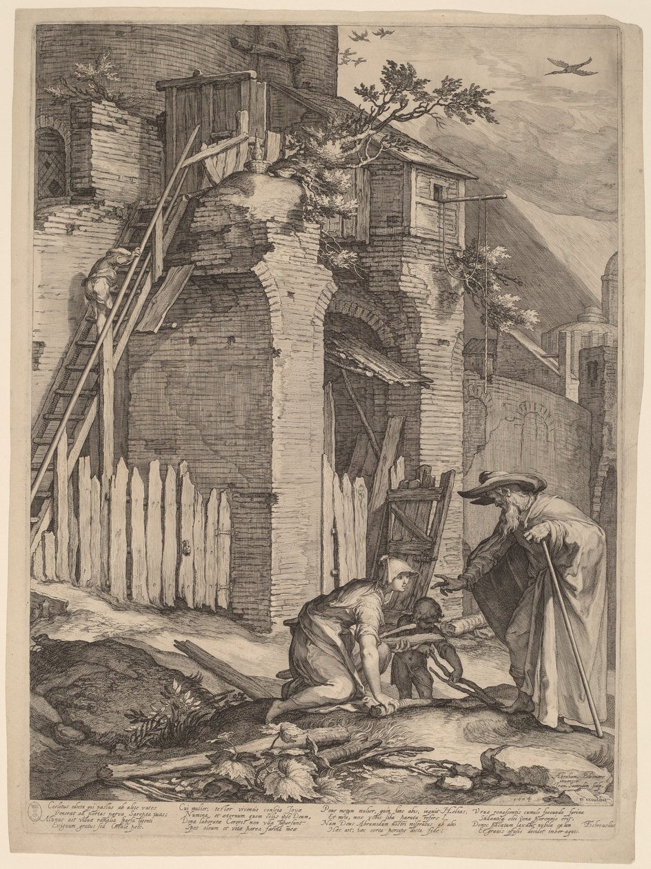 Illés próféta Sarepta özvegyével alkotó: Jan Pietersz Saenredam, after Abraham Bloemaert