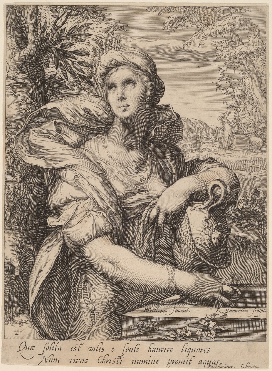 Szamaritánus nő a kútnál alkotó: Jan Pietersz Saenredam, after Hendrik Goltzius
