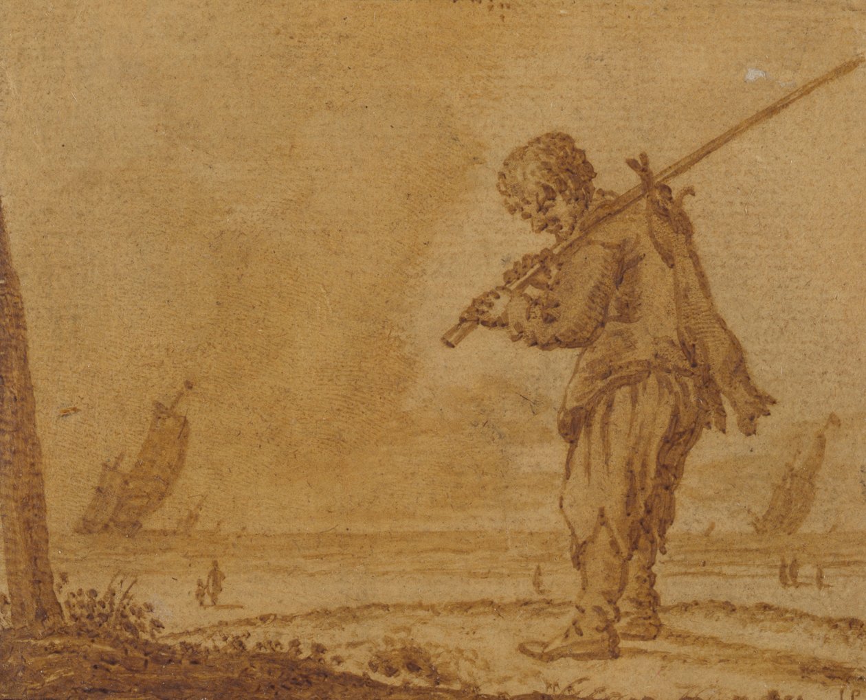 A nyúlvadászat után, a parton, 1623 (toll és tinta papíron) alkotó: Jan Porcellis
