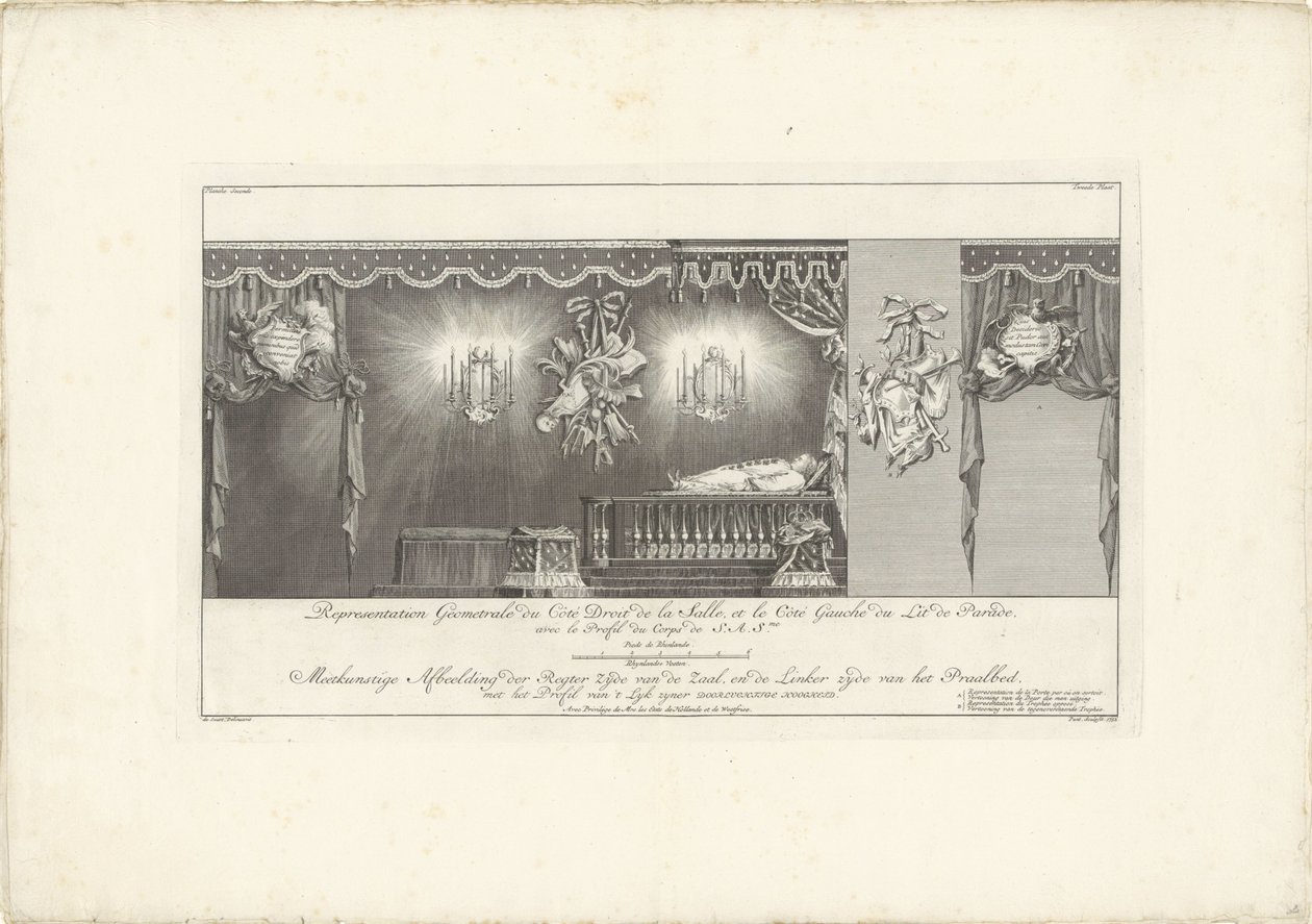 A terem jobb oldala IV. Vilmos herceg felségével, 1751 Geometrale du Côte Droit (...) / Meetkonstige képe A terem jobb oldaláról és a Splendor Bed bal oldaláról, a 