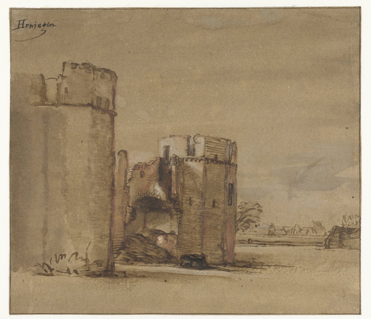 Kilátás a Honingen kastélyra Rotterdam közelében alkotó: Jan Ruyscher (attributed to)