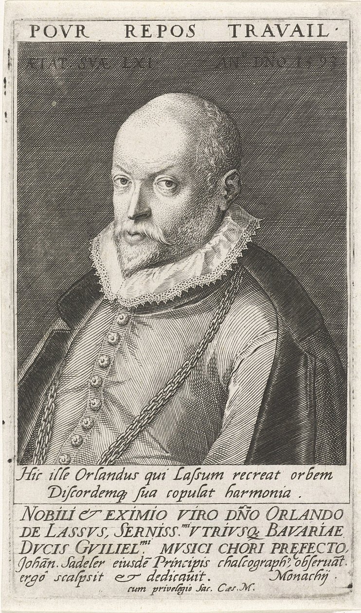 Orlando di Lasso zeneszerző portréja 1532-1594, 1593 alkotó: Jan Sadeler