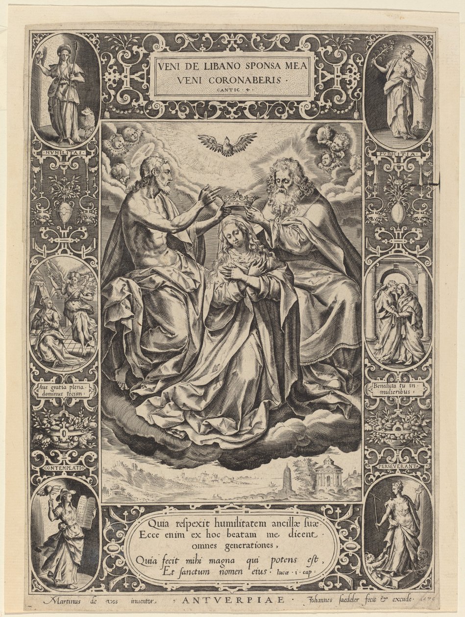A Szűz koronázása alkotó: Jan Sadeler I after Maarten de Vos