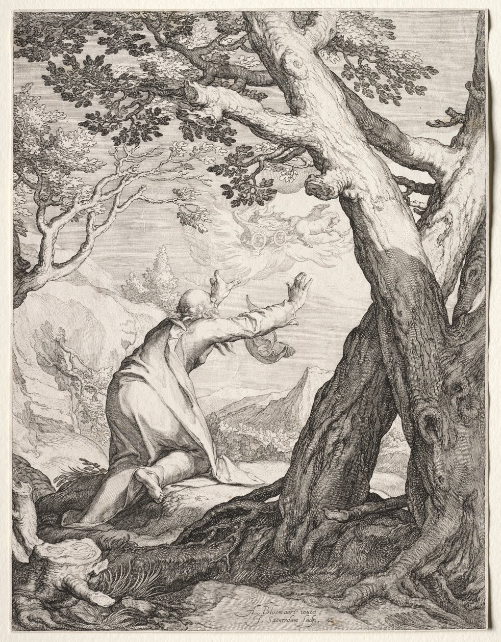 Elizeus és Illés Tűzszekere, 1604. alkotó: Jan Saenredam