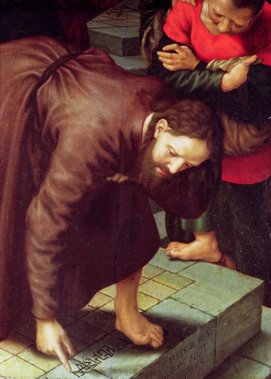 Krisztus és a házasságtörésen elfogott nő (231478 részlet) alkotó: Jan Sanders van Hemessen