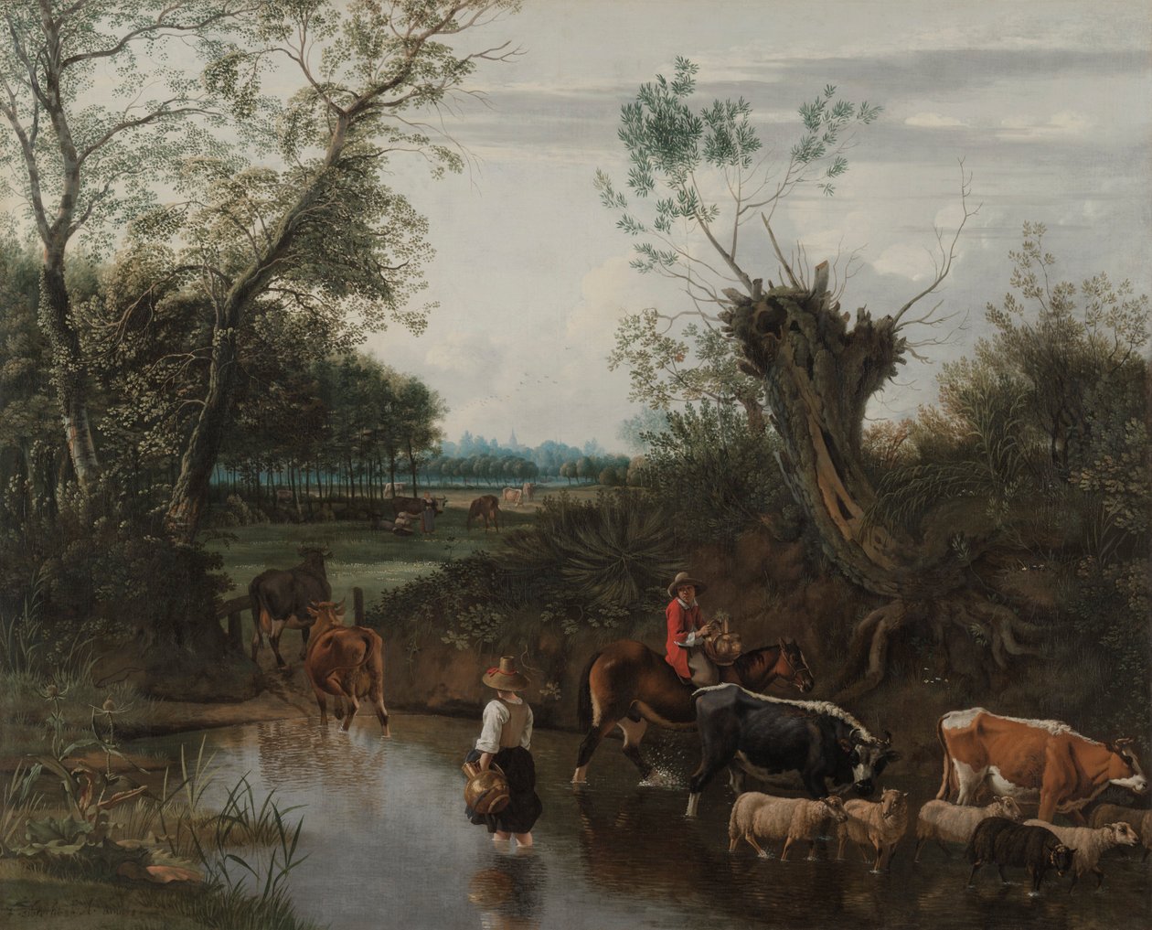 Parasztok átkelés a patakon, c. 1670. alkotó: Jan Siberechts