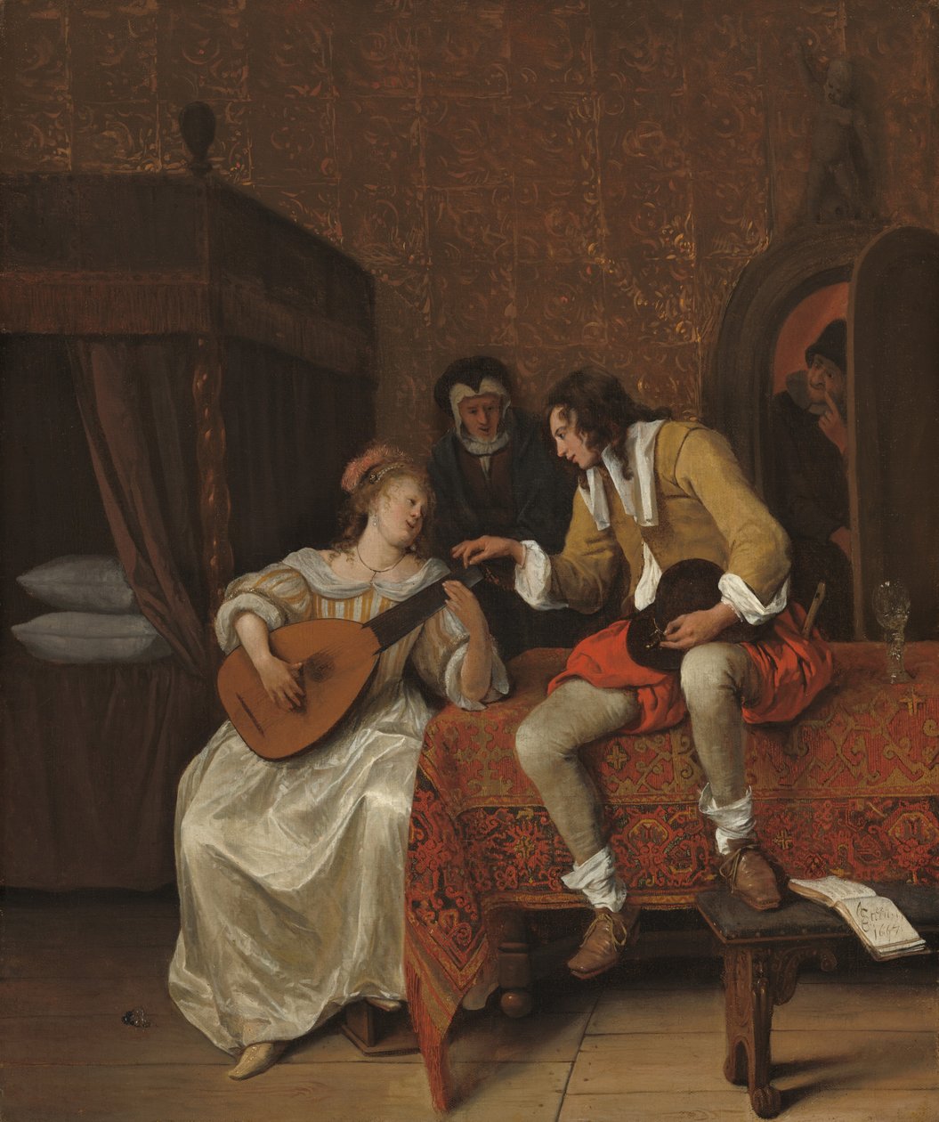 Ascagnes és Lucelle (A zenei lecke) alkotó: Jan Steen