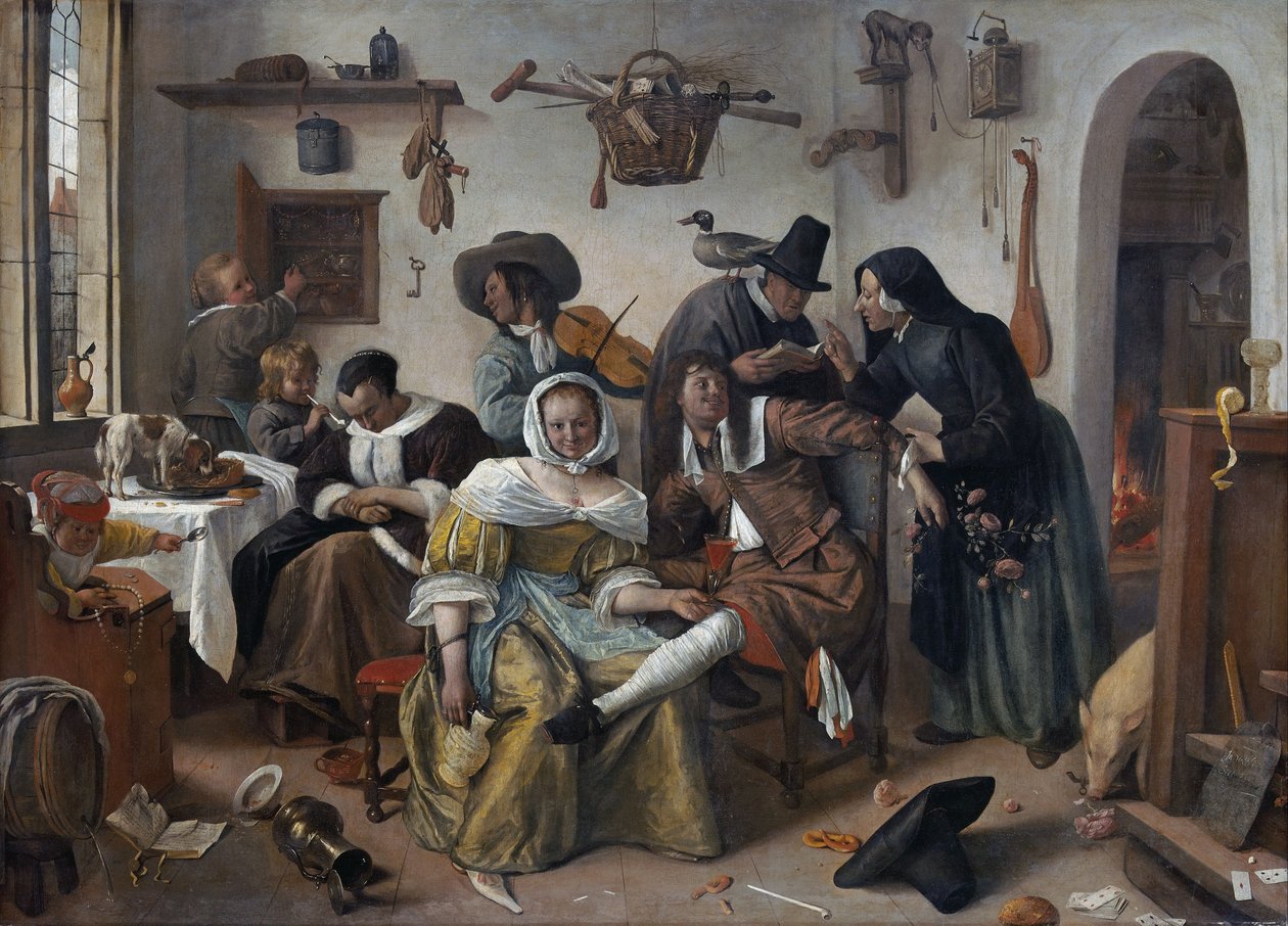 Óvakodj a luxustól ("In Weelde Siet Toe") alkotó: Jan Steen