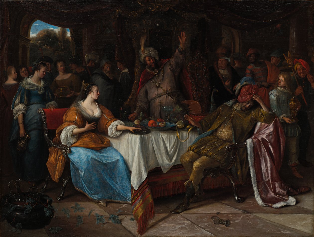 Eszter, Ahasvérus és Hámán alkotó: Jan Steen