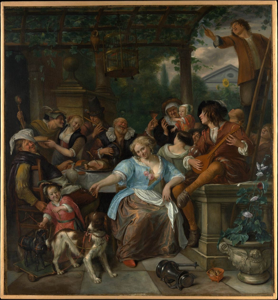 Vidám társaság egy teraszon alkotó: Jan Steen