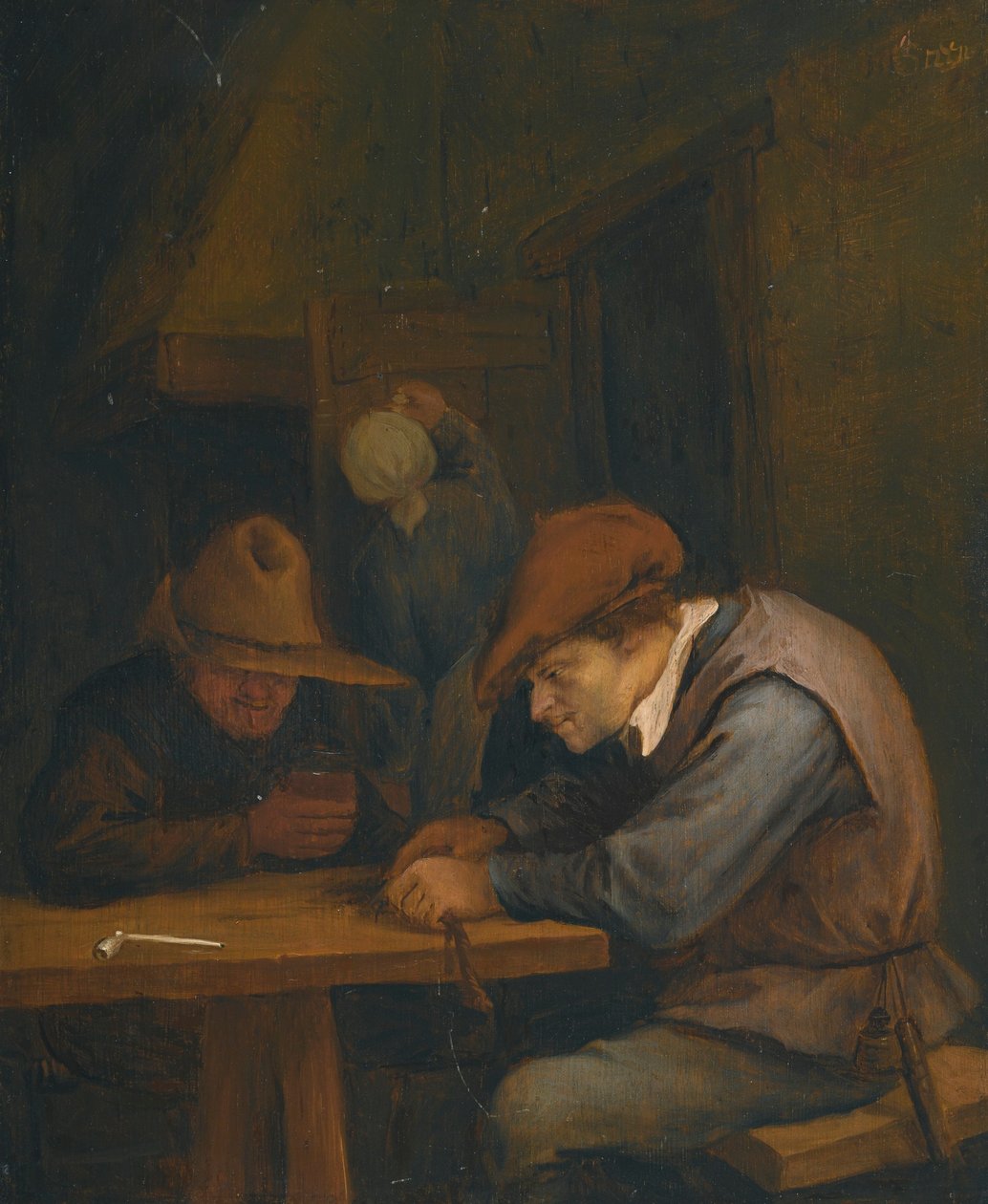 Dohányt iszogató és vágó parasztok egy fogadóban alkotó: Jan Steen
