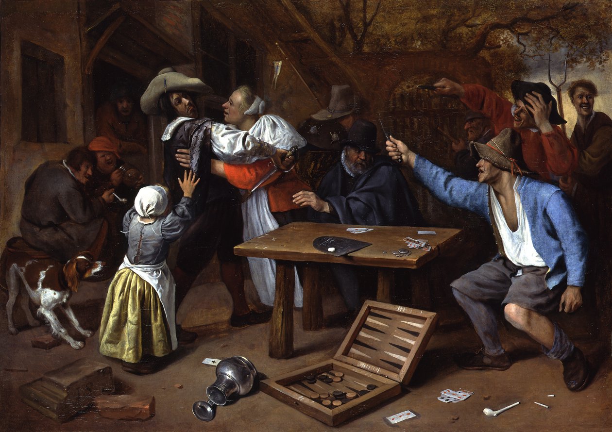 Vita kártyajáték közben alkotó: Jan Steen