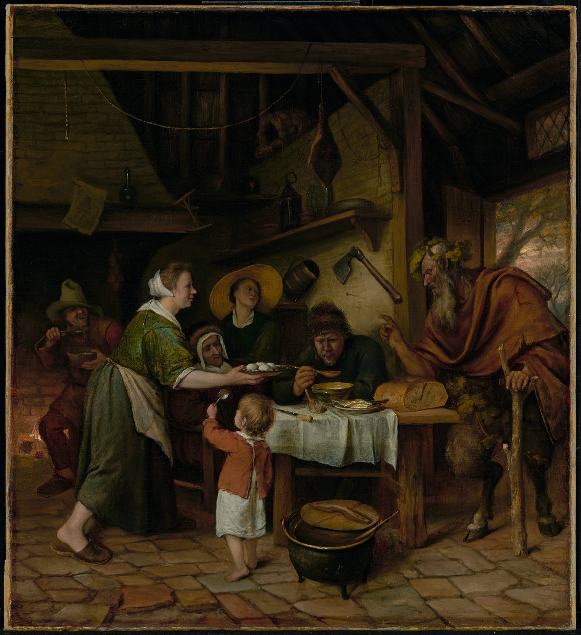 A szatír és a parasztcsalád alkotó: Jan Steen