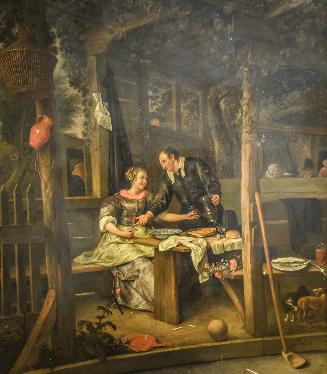 Két szerelmespár egy lugas alatt alkotó: Jan Steen