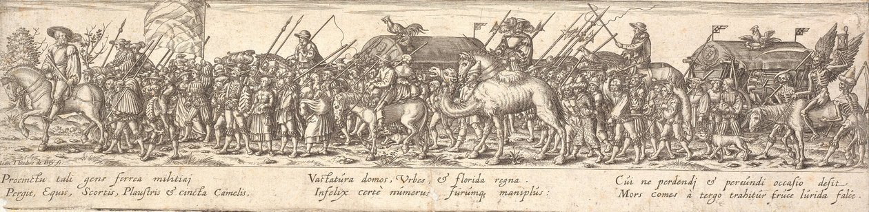 A katonák hite poggyászkocsival és a lóháton ülő halál alkotó: Jan Theodor de Bry