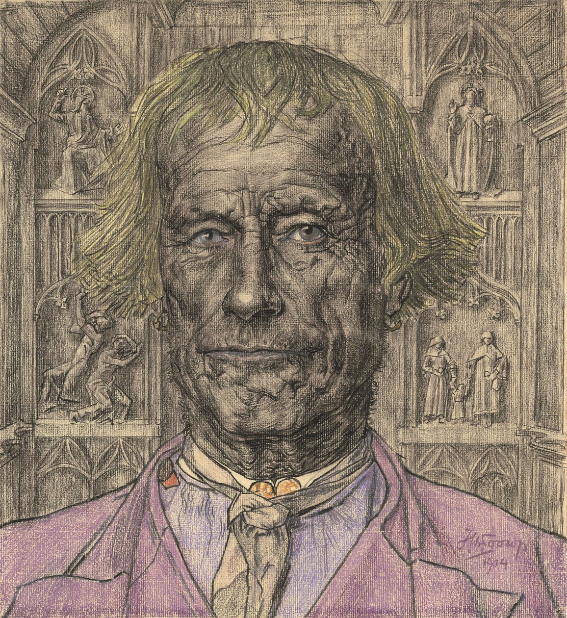Egy öreg paraszt portréja a székesegyház előtt, 1904. alkotó: Jan Toorop