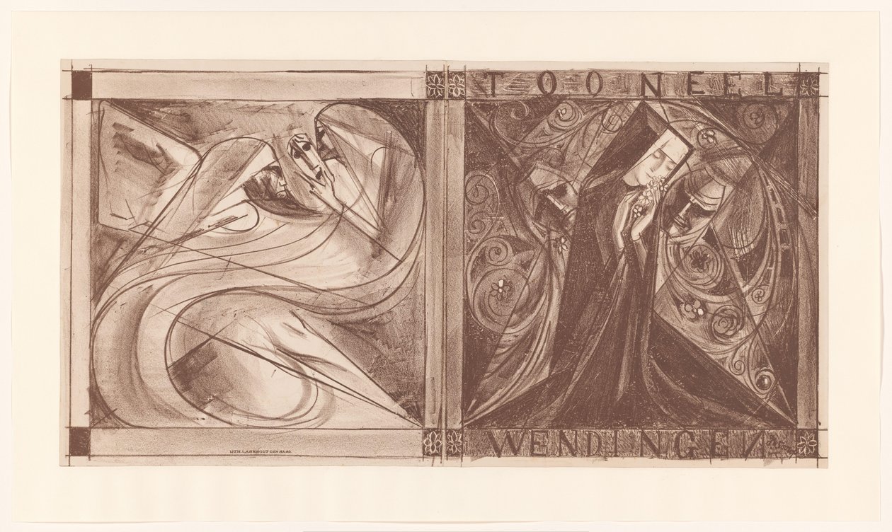 Twists borítója egy apácával virágokkal és két szellemmel, az egyik maszkkal a kezében alkotó: Jan Toorop