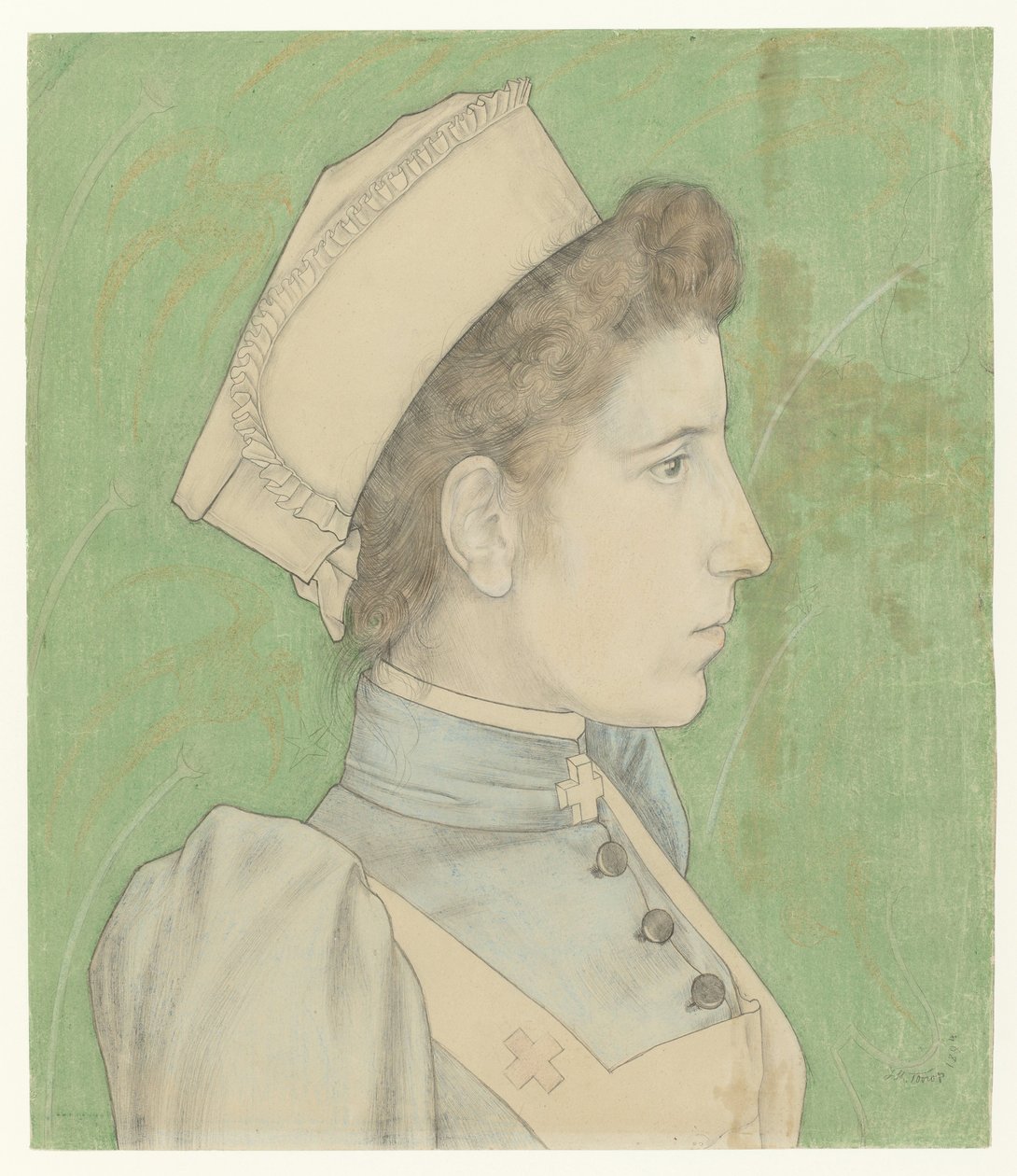 Nelly nővér portréja Portré van Nelly Goudkade alkotó: Jan Toorop