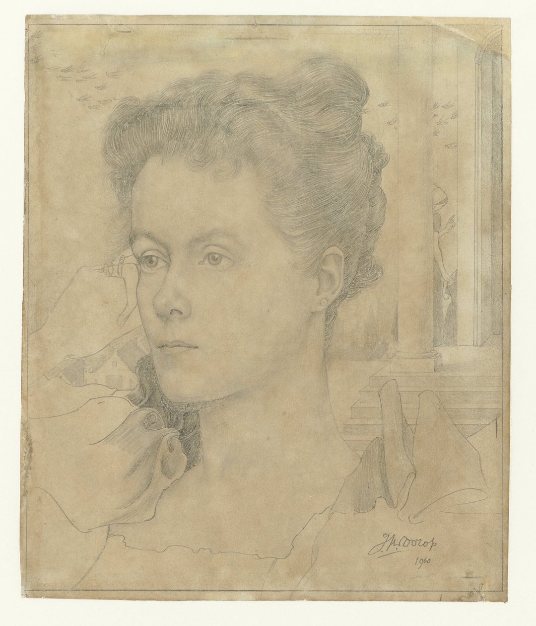 Jan Toorop feleségének, Annie Hallnak vagy nővére Janet Hall portréja alkotó: Jan Toorop