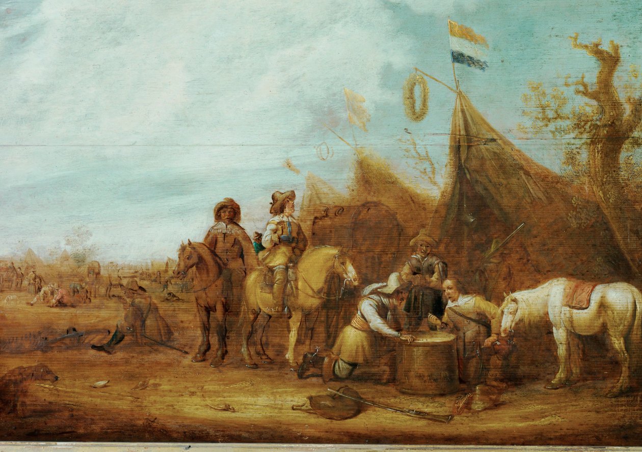 Halte de cavaliers (olaj, fa) alkotó: Jan Van Der Stoffe