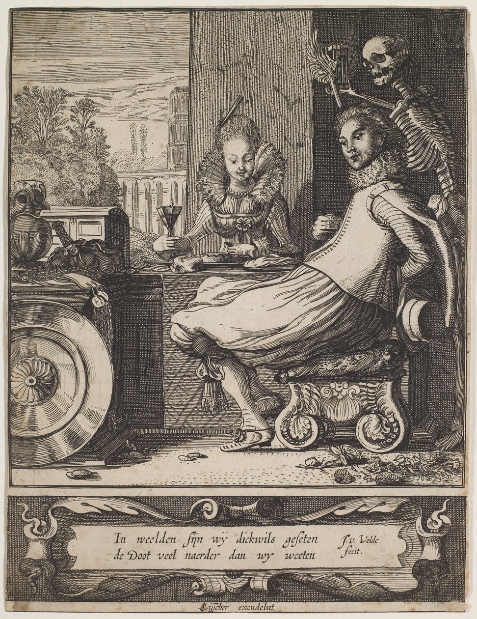 A halál meglep egy párt, 1618-20 körül (metszet és metszet) alkotó: Jan Van de II Velde
