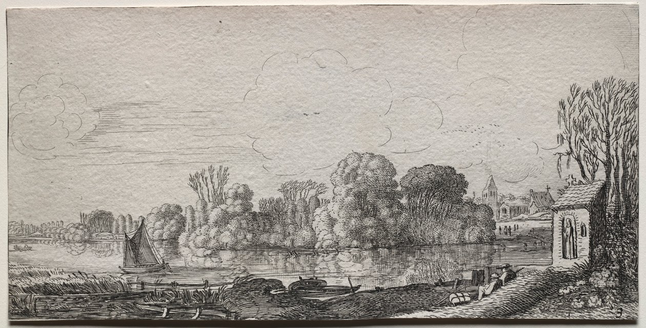 Egy kis kápolna a tó mellett. alkotó: Jan Van de Velde
