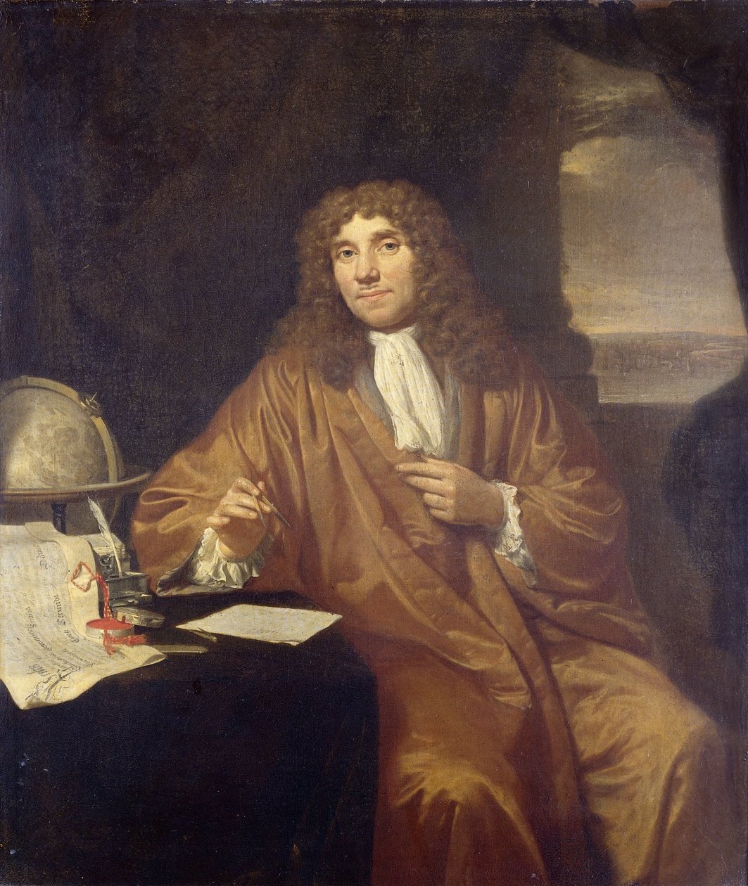 Anthonie van Leeuwenhoek, delfti természetfilozófus és zoológus portréja alkotó: Jan Verkolje (I)