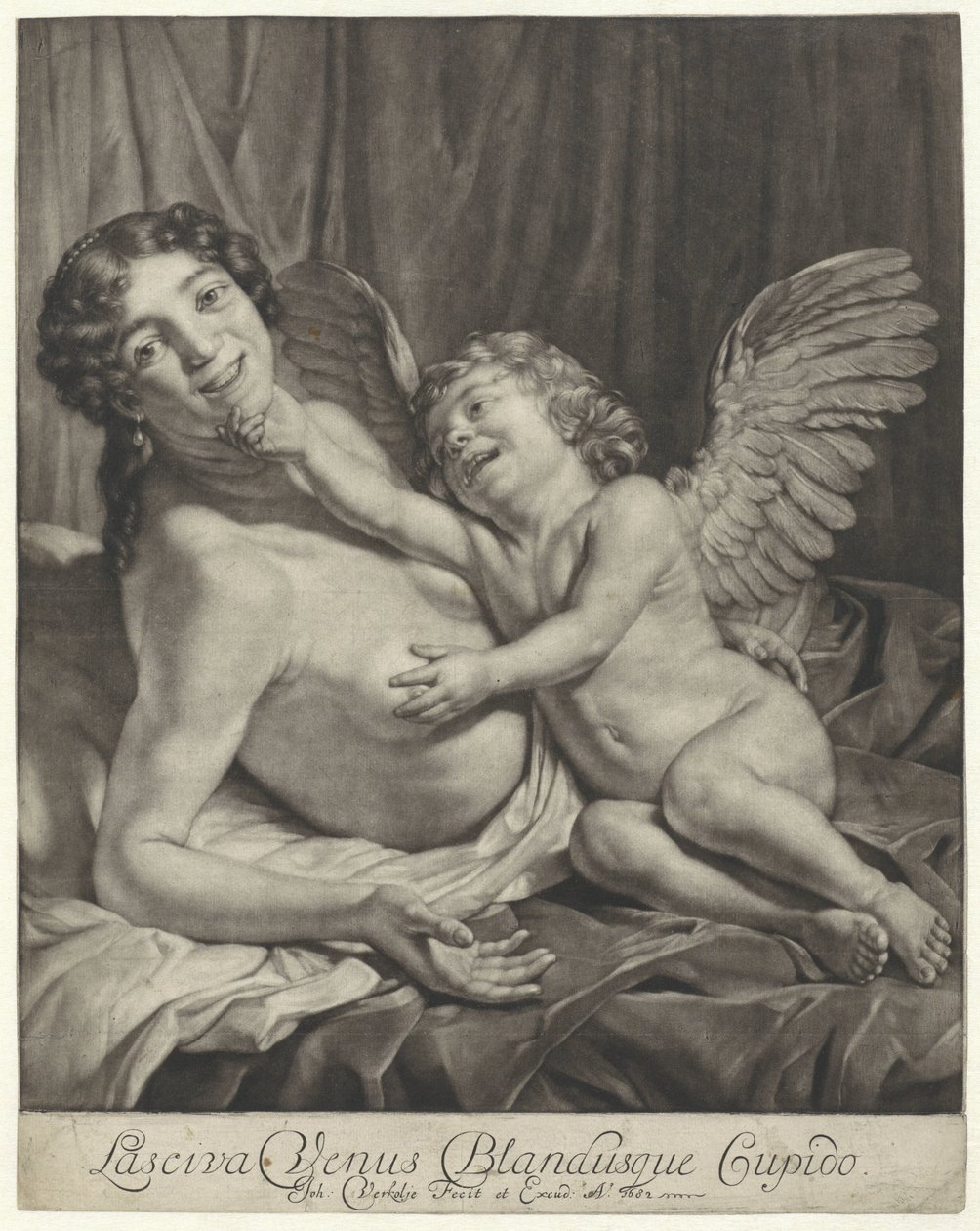 Venus en Amor Buja Vénusz és Szelíd Ámor (cím a tárgyon) alkotó: Jan Verkolje (I)