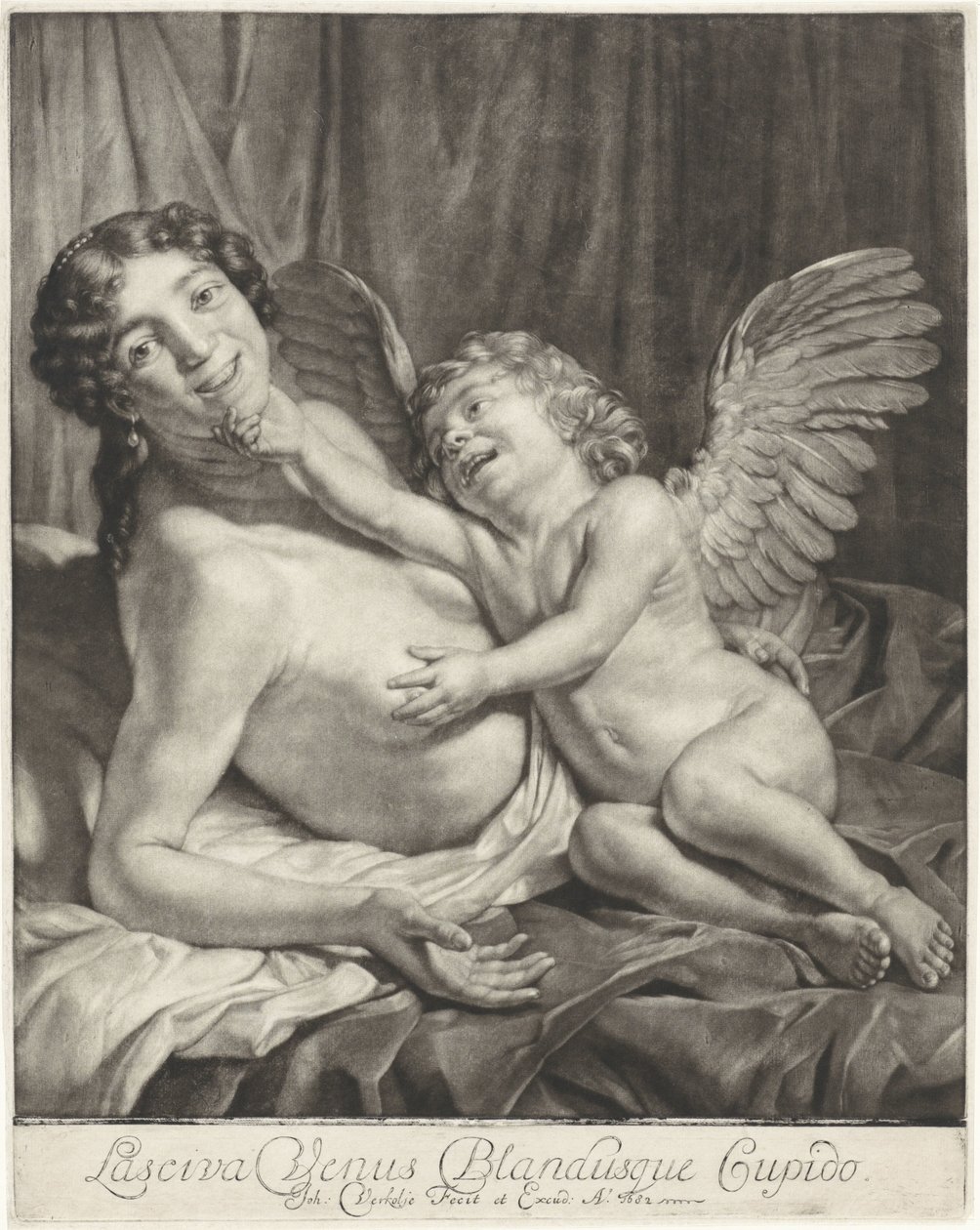 Venus en Amor Buja Vénusz és Szelíd Ámor (cím a tárgyon) alkotó: Jan Verkolje (I)